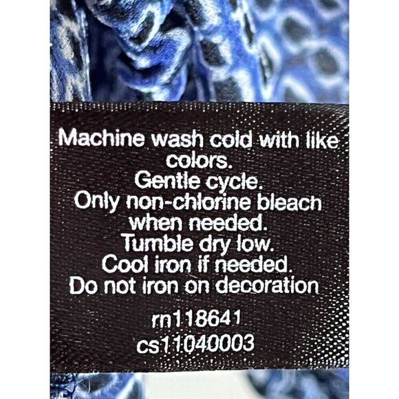 Lane Bryant Top Women 18 Blue Neutral Animal Print Tassel Coastal Preppy Classic - Picture 10 of 13